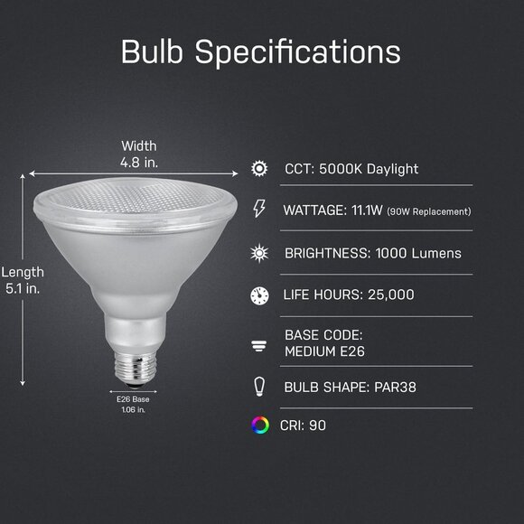 Feit 70PAR38/QFL/ES Halogen Reflector Bulbs - 90W Equivalent Energy-Saving Glow - Picture 4 of 6